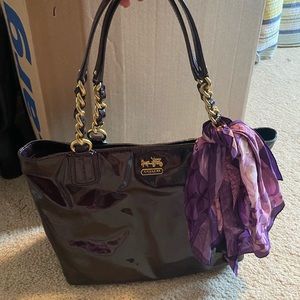 Purple patent leather Coach bag